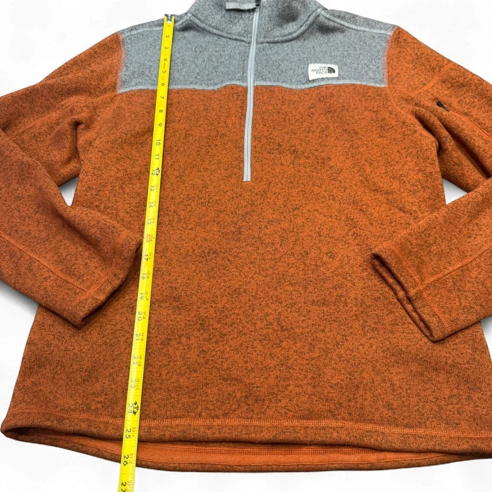 The North Face Mens Gordon Lyons Quarter Zip Fleece‎ Pullover Orange Gray M